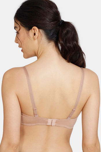 Buy Zivame Padded Non Wired 3/4th Coverage T-Shirt Bra - Nude at Rs.539  online