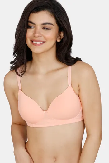 Buy Zivame Padded Non Wired 3/4th Coverage T-Shirt Bra - Peach Pearl at  Rs.779 online