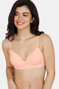 Buy Zivame Padded Non Wired 3/4th Coverage T-Shirt Bra-Peach Pearl