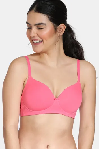 Buy Zivame Padded Non Wired 3/4th Coverage T-Shirt Bra - Pink at Rs.779  online