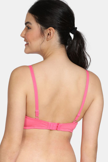 Pink 3/4th Coverage Non-padded Thin Strap B-cup Skin Friendly