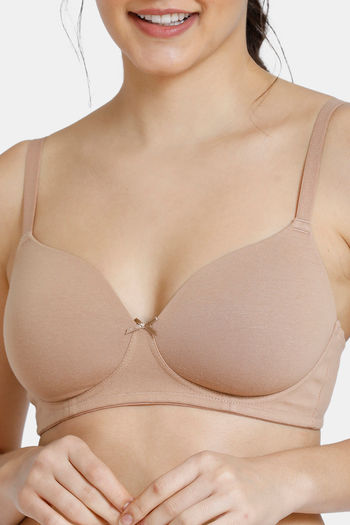  ZIVAME Padded Non Wired 3/4th Coverage T-Shirt Bra - Roebuck 36  D Beige : Clothing, Shoes & Jewelry