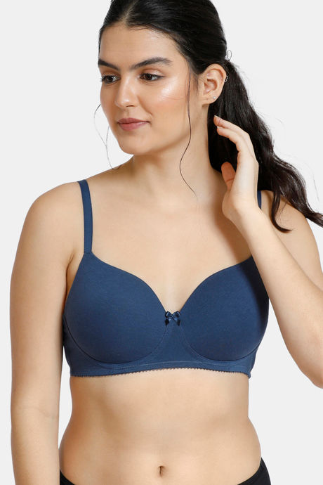 Buy Zivame Padded Non Wired 3/4th Coverage T-Shirt Bra - Sargasso Sea at Rs.387  online