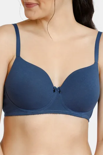 Buy Zivame Padded Non Wired 3/4th Coverage T-Shirt Bra - Sea at Rs.779  online