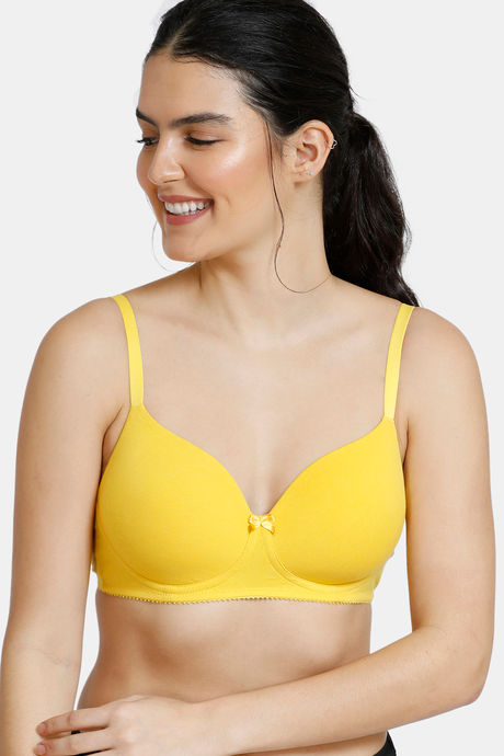 Buy Zivame Padded Non Wired 3/4th Coverage T-Shirt Bra - Sulphur at Rs.759  online