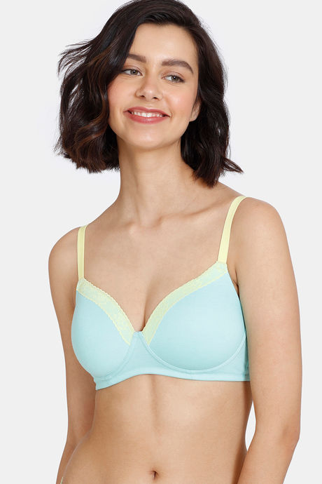 Buy Zivame Happy Basics Padded Non-Wired 3/4th Coverage T-Shirt Bra - Aruba  Blue at Rs.473 online