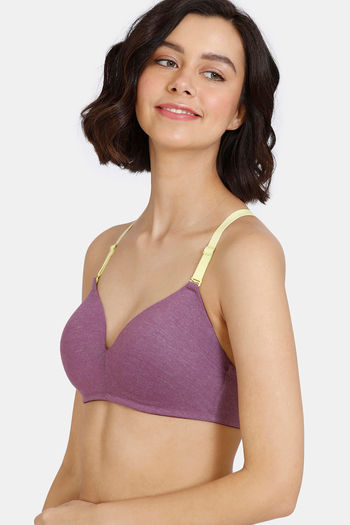 Buy Zivame Happy Basics Padded Non-Wired 3/4th Coverage T-Shirt Bra -  Purple Passion at Rs.520 online