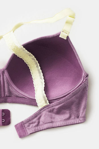 Buy Zivame Happy Basics Padded Non-Wired 3/4th Coverage T-Shirt Bra -  Purple Passion at Rs.520 online