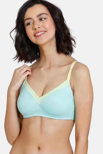 Buy Zivame Happy Basic Double Layered Non-Wired 3/4th Coverage T-Shirt Bra  - Aruba Blue at Rs.403 online