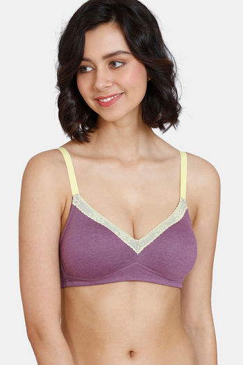 Buy Zivame Happy Basics Double Layered Non Wired 3/4th Coverage T-Shirt Bra - Purple Passion