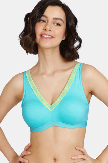 Zivame Girls Double Layered Non Wired Full Coverage Bralette - Looney Blue