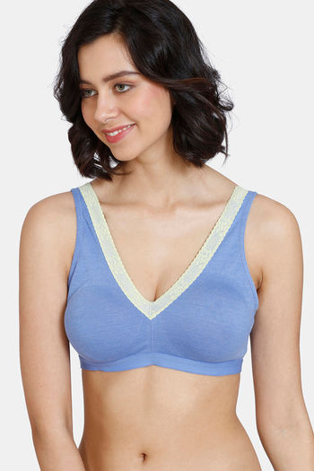 Buy Zivame Happy Basic Double Layered Non Wired 3/4th Coverage Bralette - Wedgewood
