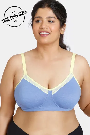 Buy Zivame True Curv Happy Basics Double Layered Non Wired Full Coverage Super Support Bra - Wedgewood