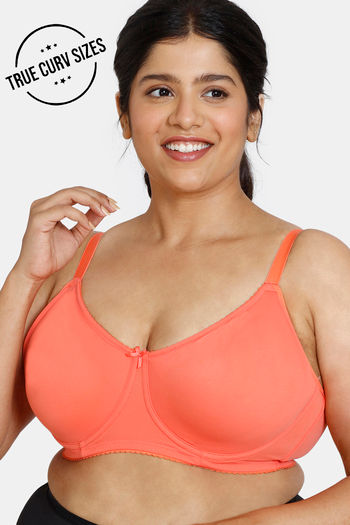 Buy Zivame True Curv Beautiful Basics Double Layered Wired Full Coverage Super Support Bra - Emberglow