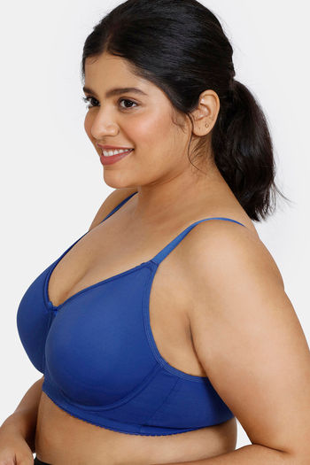 Zivame True Curv Double Layered High Wired Full Coverage Super Support Bra  - Set Sail - Blue