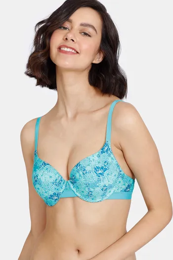 Buy Zivame Summer Blooms Padded Wired 3/4th Coverage T-Shirt Bra - Ceramic