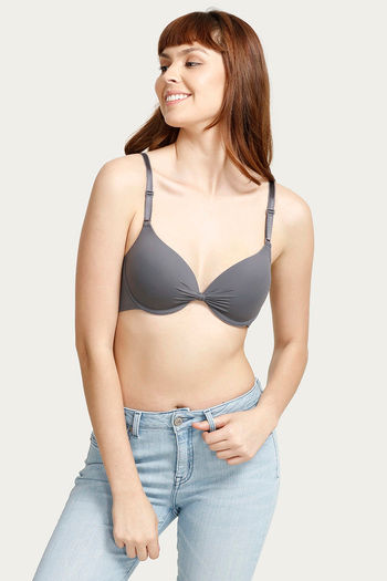 Zivame Push-Up Wired Medium Coverage Bra - Grey