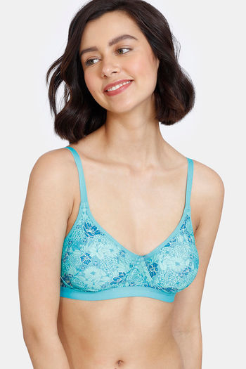Buy Zivame Summer Blooms Double Layered Non-Wired 3/4th Coverage T-Shirt Bra - Ceramic