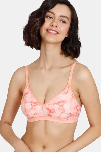 Buy Zivame Summer Blooms Double Layered Non-Wired 3/4th Coverage T-Shirt Bra - Desert Flower