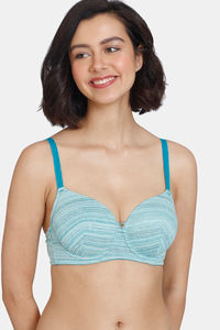 Buy Zivame Gelato Padded Wired 3/4th Coverage T-Shirt Bra - Tile Blue