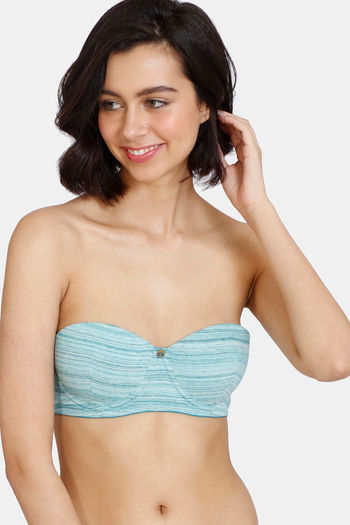 Buy Zivame Gelato Padded High Wired 3/4th Coverage Strapless Bra - Tile Blue
