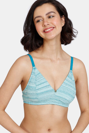 Buy Zivame Gelato Double Layered Non-Wired 3/4th Coverage T-Shirt Bra - Tile Blue