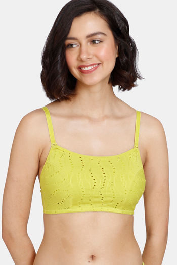 Zivame Kokum Sherbet Padded Non-Wired 3/4th Coverage Cami Bra - Apple Green