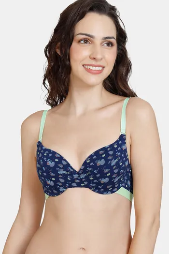 Buy Zivame Hand Drawn Push-Up Wired Medium Coverage Bra - Medieval Blue at  Rs.498 online