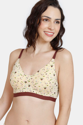 Buy Zivame Hand Drawn Padded Non Wired 3/4th Coverage T-Shirt Bra - Apricot