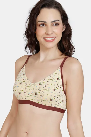 Buy Zivame Hand Drawn Double Layered Non Wired 3/4th Coverage T-Shirt Bra - Apricot