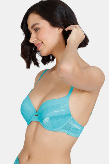 Buy Zivame Bloom Push-Up Wired Medium Coverage Bra - Green Floral at Rs.583  online