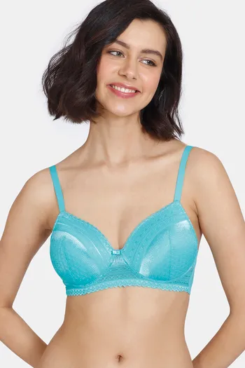 Buy Zivame Heartstopper Padded Non-Wired 3/4th Coverage Lace Bra - Ceramic