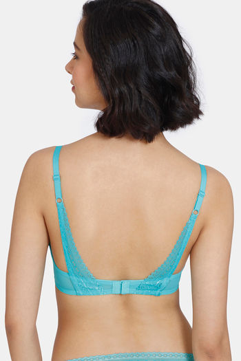 Zivame Beautiful Basics Padded Non Wired 3/4th Coverage Lace Bra - Spectra  Green