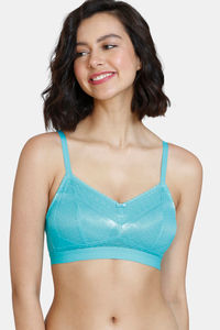 Buy Zivame Heartstopper Double Layered Non-Wired 3/4th Coverage Lace Bra - Ceramic