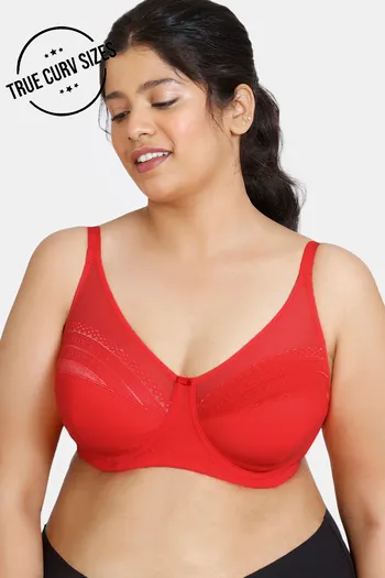 Buy Zivame True Curv Heartstopper Double Layered Wired Full Coverage Super Support Bra - Hibiscus