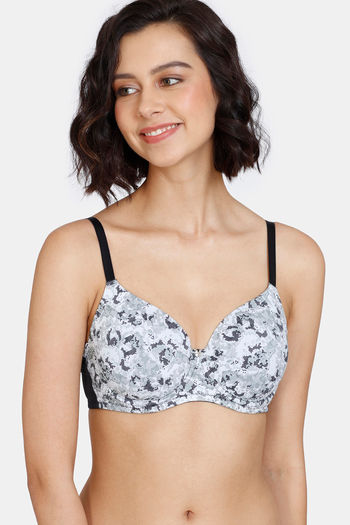 Buy Zivame Pixel Play Padded Wired 3/4th Coverage T-Shirt Bra - Anthracite