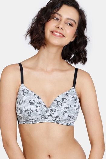 Buy Zivame Pixel Play Padded Non Wired 3/4th Coverage T-Shirt Bra - Anthracite