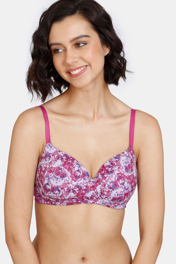 Buy Zivame Pixel Play Padded Non Wired 3/4th Coverage T-Shirt Bra - Vivid Viola