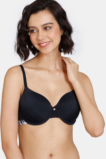 Buy Zivame Pixel Play Padded Wired 3/4th Coverage T-Shirt Bra - Anthracite