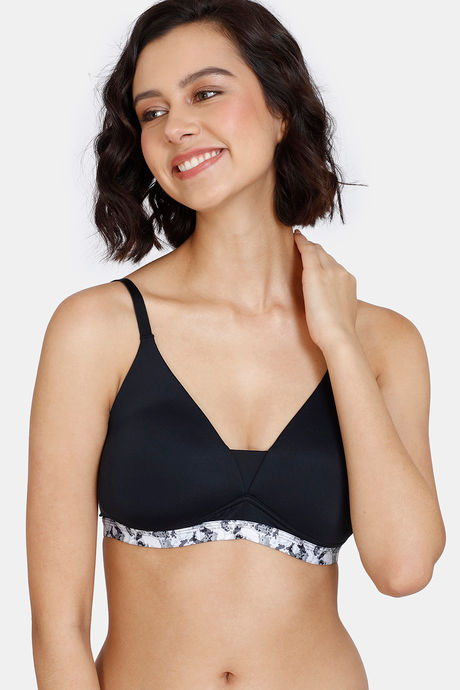 Buy Zivame Pixel Play Padded Non Wired 3/4th Coverage Beach Top -  Anthracite at Rs.473 online