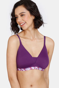Buy Zivame Pixel Play Padded Non Wired 3/4th Coverage T-Shirt Bra - Imperial Purple