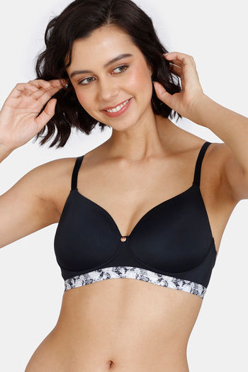 Buy Zivame True Curv Double Layered Non Wired Full Coverage Minimiser Bra -  Anthracite at Rs.498 online