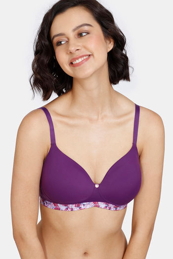 Buy Zivame Pixel Play Padded Non Wired 3/4th Coverage Beach Top - Imperial  Purple at Rs.473 online