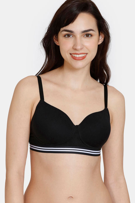 Zivame Sporty Twist Padded Non Wired 3/4th Coverage T-Shirt Bra - Anthracite