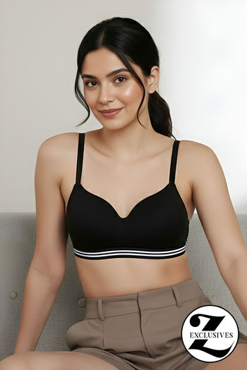 Buy Zivame Sporty Twist Padded Non Wired 3/4th Coverage T-Shirt Bra - Anthracite