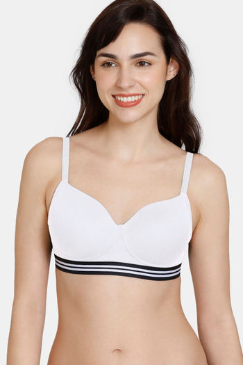 Buy Zivame Mid Fashion Double Layered Non-Wired Full Coverage T-Shirt Bra -  Anthracite online