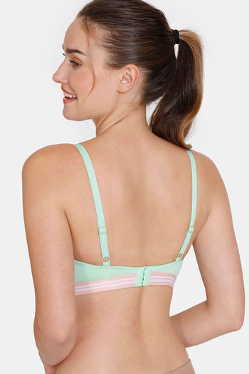 Buy Zivame Sporty Twist Padded Non Wired 3/4th Coverage T-Shirt Bra - Green  Ash at Rs.494 online