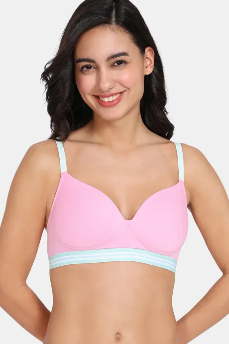 Zivame Sporty Twist Padded Non Wired 3/4th Coverage T-Shirt Bra - French  Blue