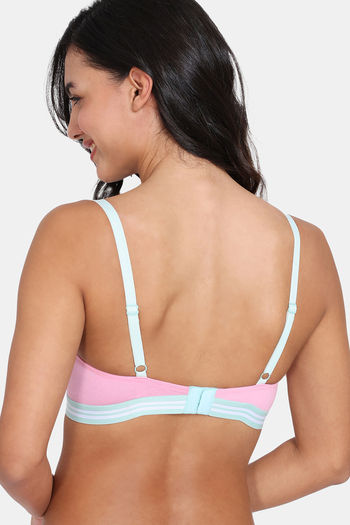 Zivame Sporty Twist Padded Non Wired 3-4th Coverage T-shirt Bra - Virtual  Pink
