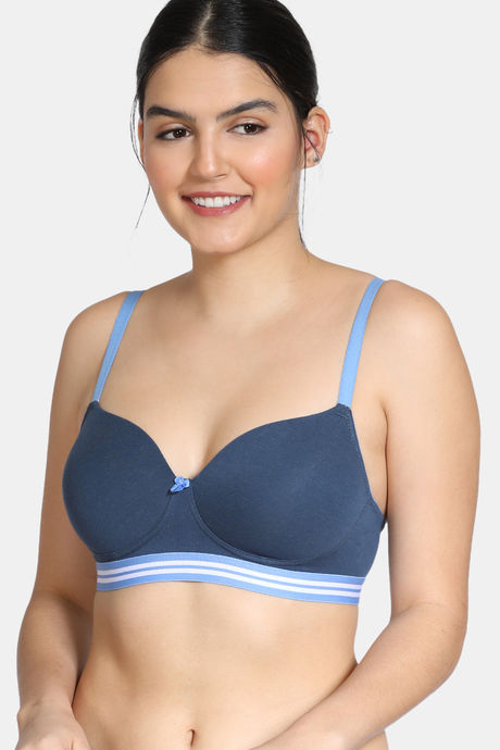 Buy Zivame Sporty Twist Padded Non Wired 3/4th Coverage T-Shirt Bra -  Sargasso Sea2 at Rs.899 online